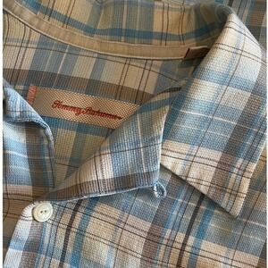 Tommy Bahama Silk Plaid Shirt Short Sleeve XL Mens Camp Button Up